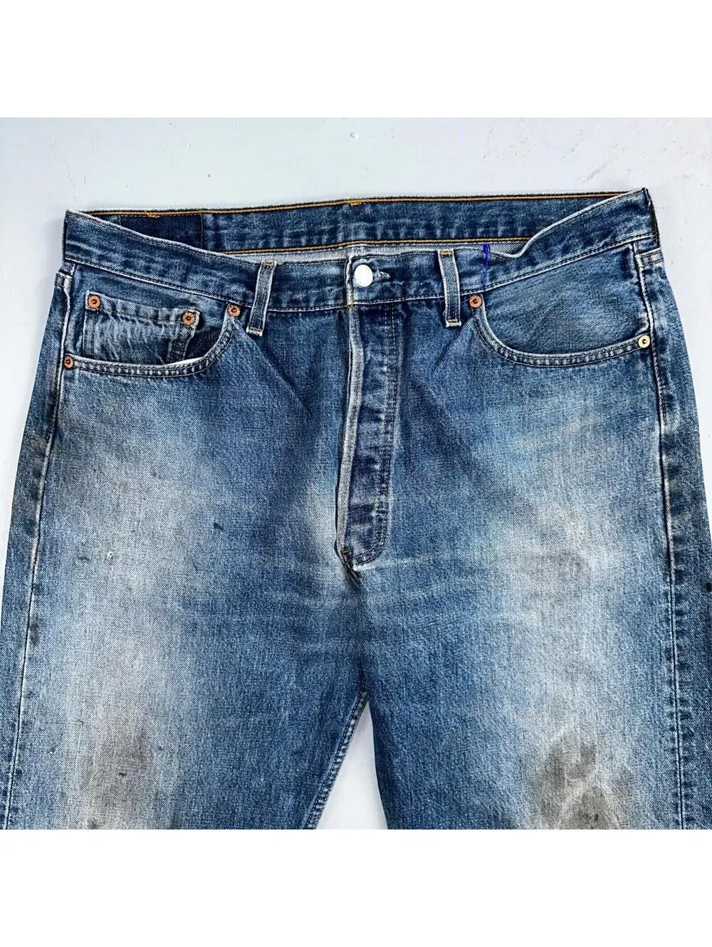 Levis 501 Vintage 90s USA XX Straight Leg Jeans Blue Light Wash 38x34 Act 36x32
